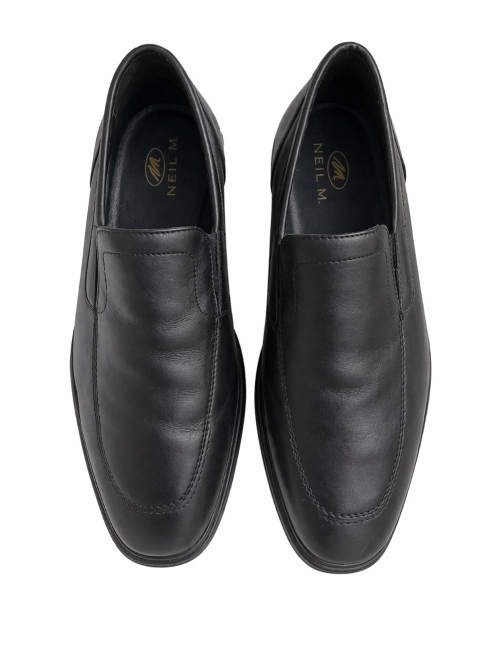 Neil M Leather Oxford Slip-On Loafers Menโs 10B Black Dress Shoes Narrow
